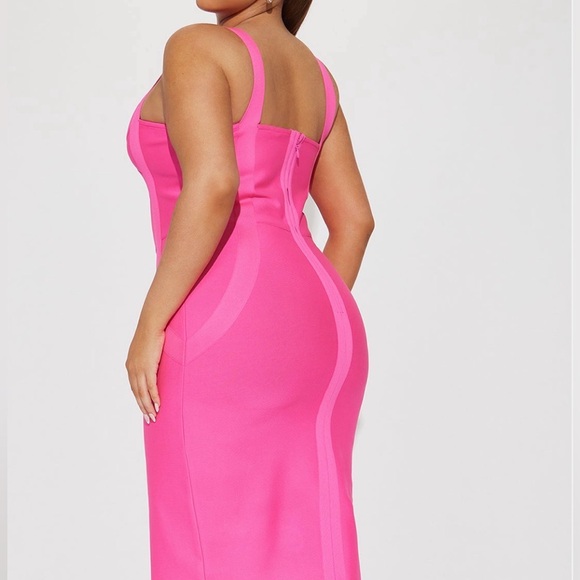 Fashion Nova Vibrant Pink Midi Dress - Picture 2 of 2